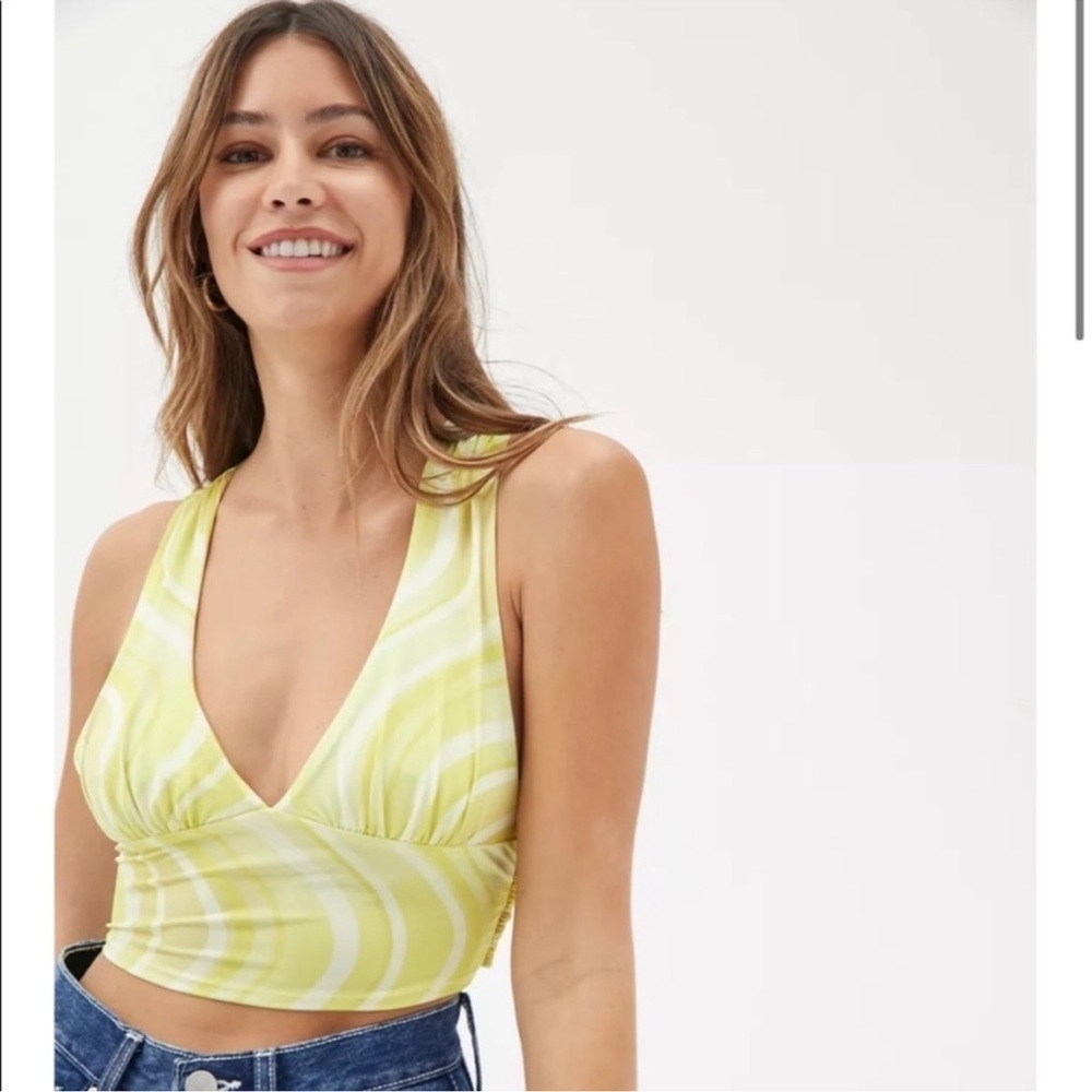 Urban Outfitters Yellow and Cream Swirl Crop Top